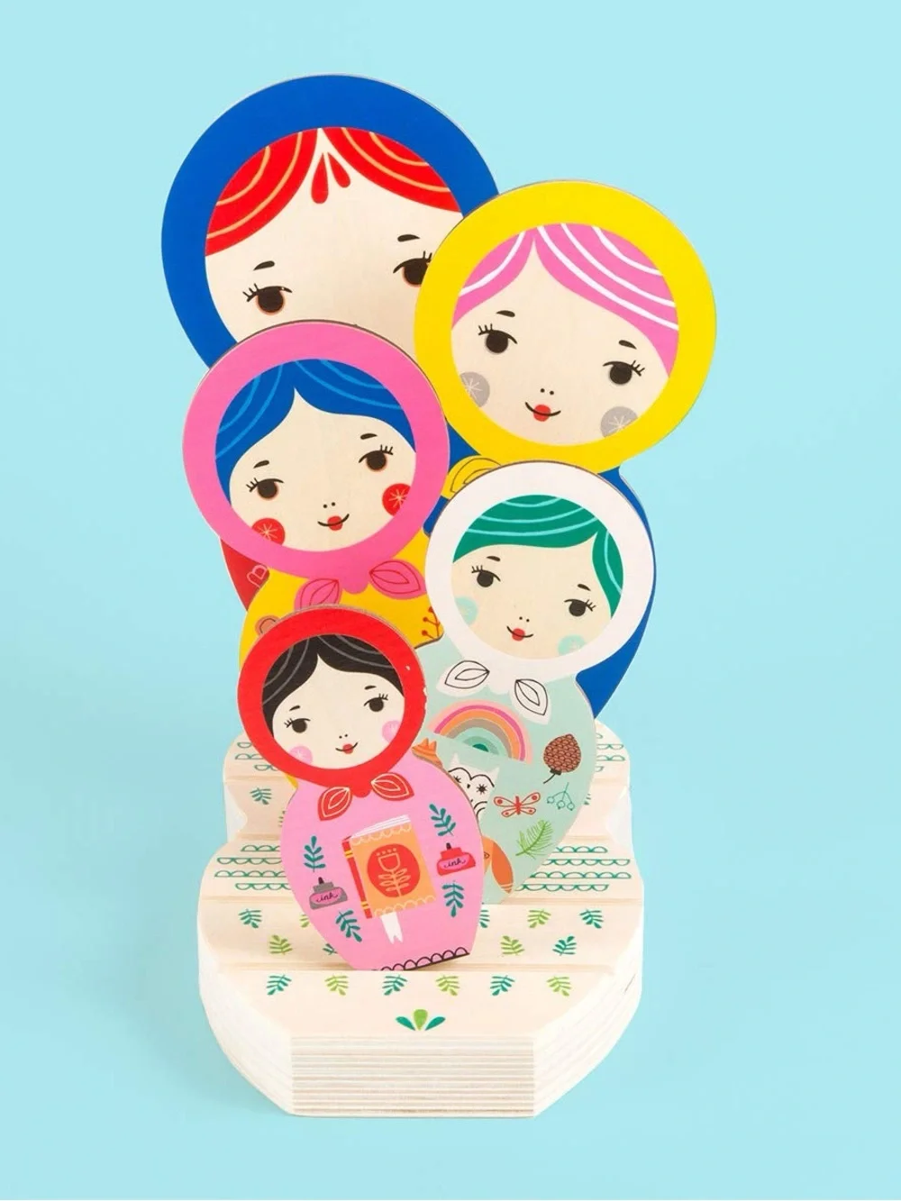Wooden Nash’s nesting puzzle Dolls Play Set - Multicolor